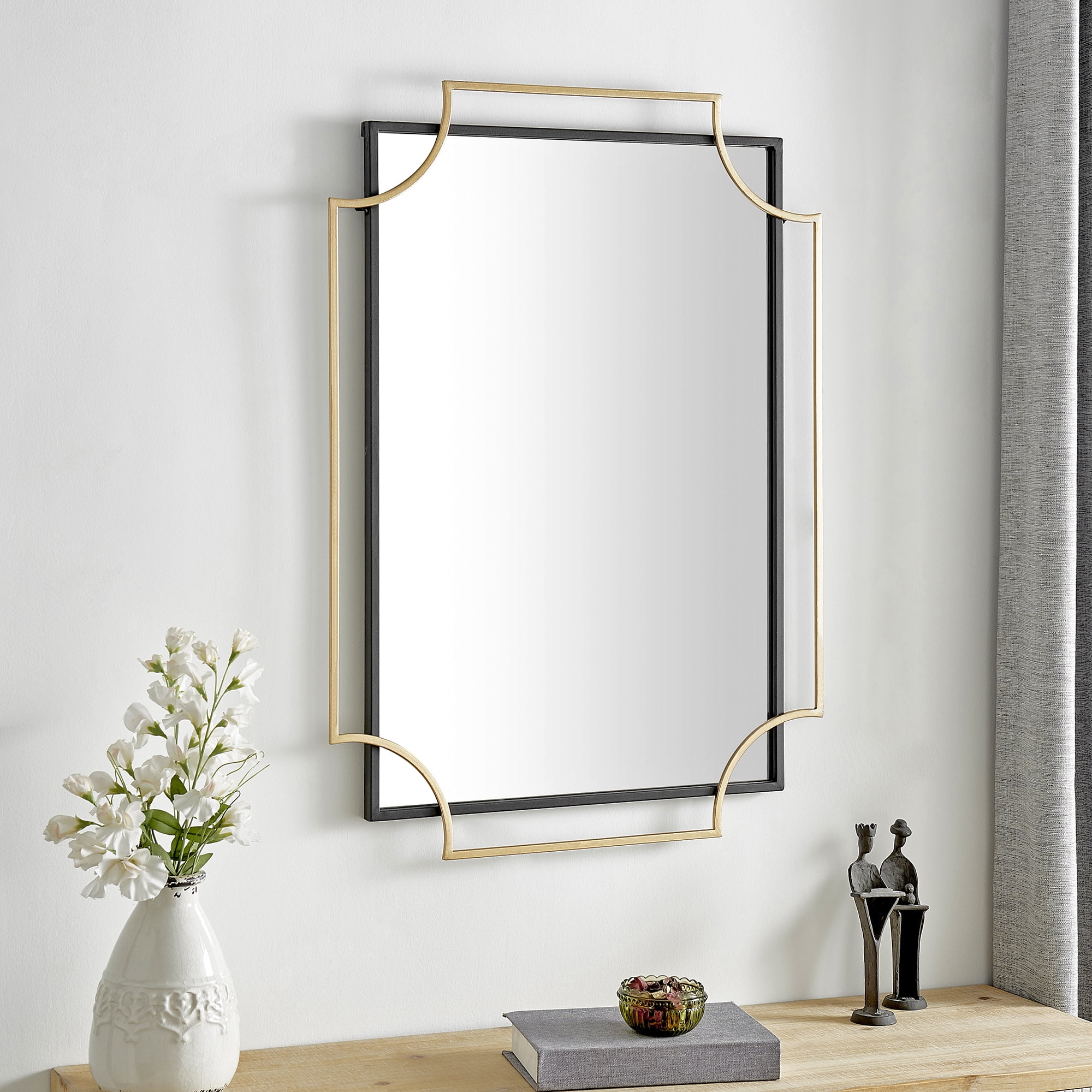 FirsTime & Co. Black And Gold Tindall Wall Mirror, Modern, Rectangular