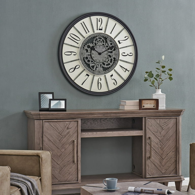 FirsTime & Co. Dark Silver Shiplap Outdoor Wall Clock, Farmhouse