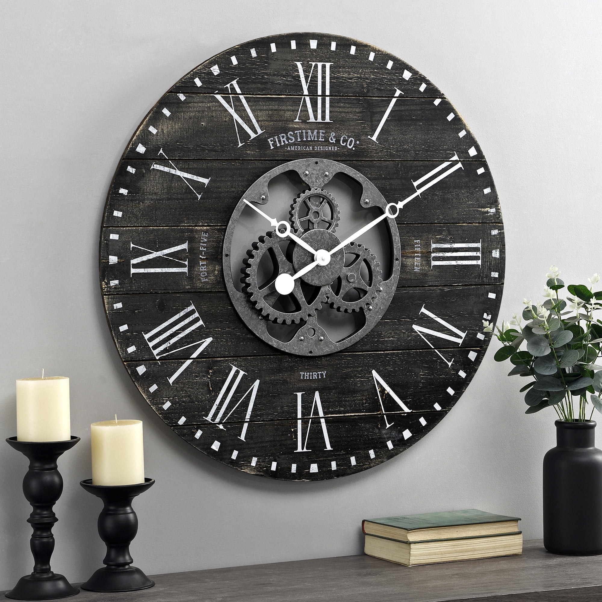 FirsTime & Co. Black Langton Wall Clock, Farmhouse, Wood, 11 x 2 x