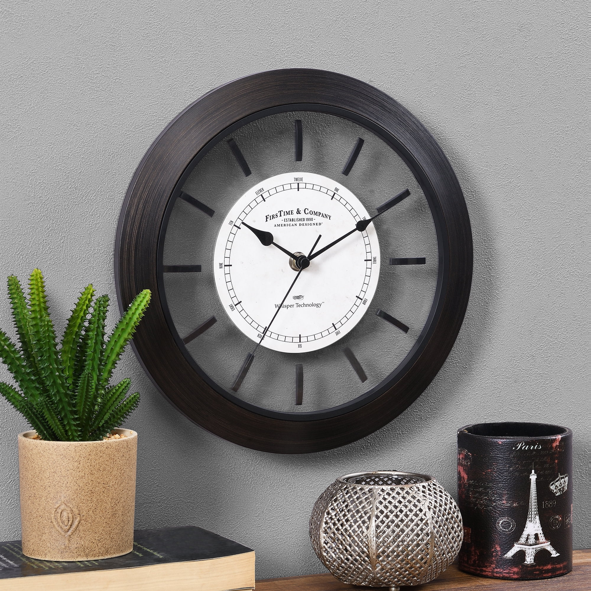 FirsTime & Co. Bronze Foundry Whisper Wall Clock, Modern, Analog, 11 x