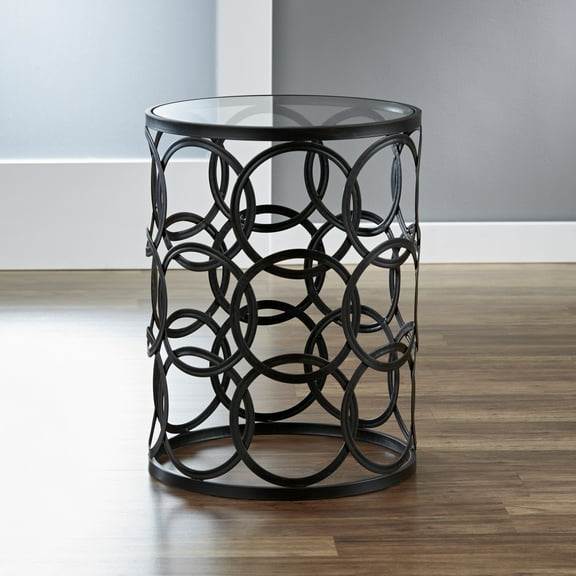 FirsTime & Co. Bronze Interlocking Circles End Table, Modern, Painted, Round, Metal, 16.5 x 16.5 x 22 in
