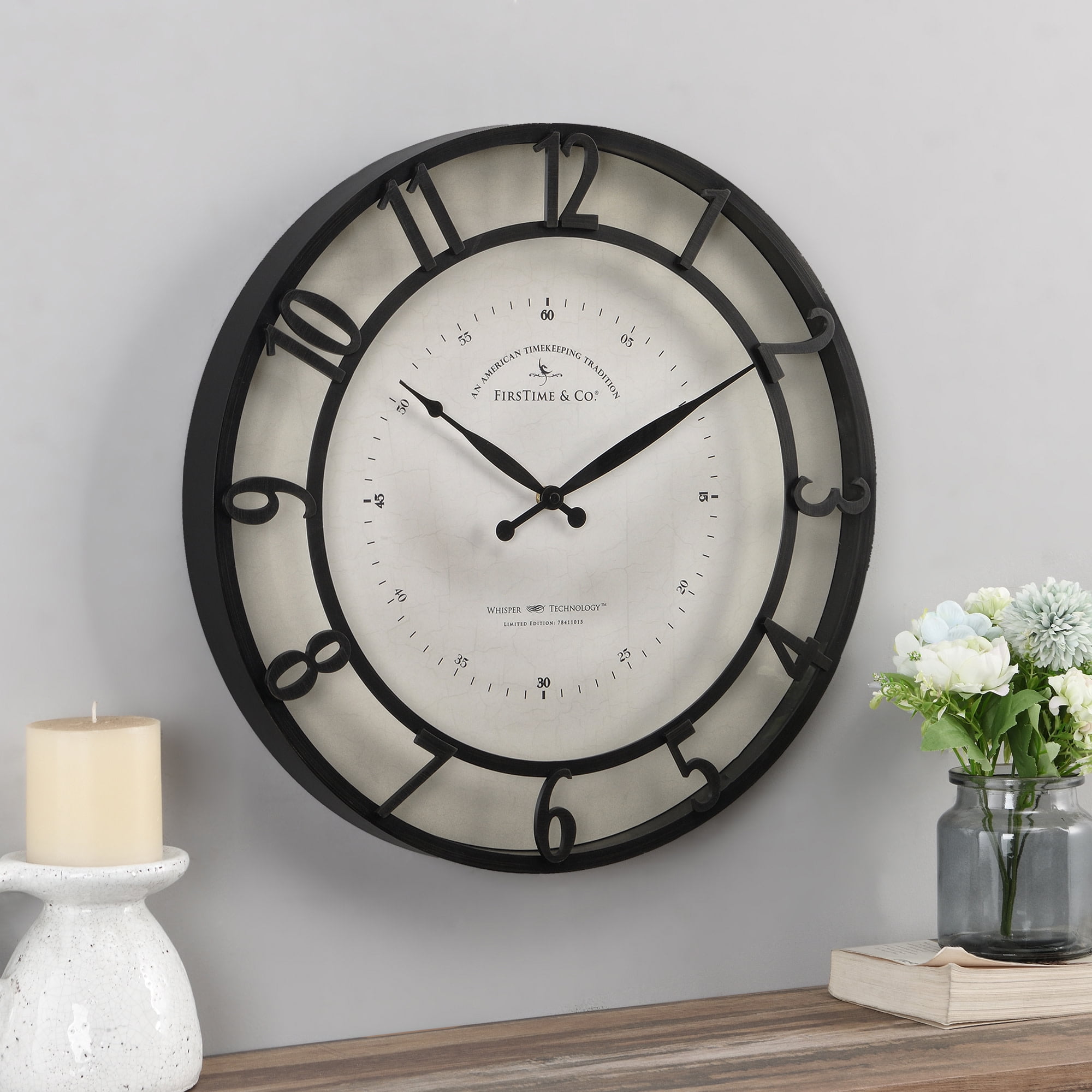 FirsTime & Co. Bronze Kensington Whisper Wall Clock, Traditional