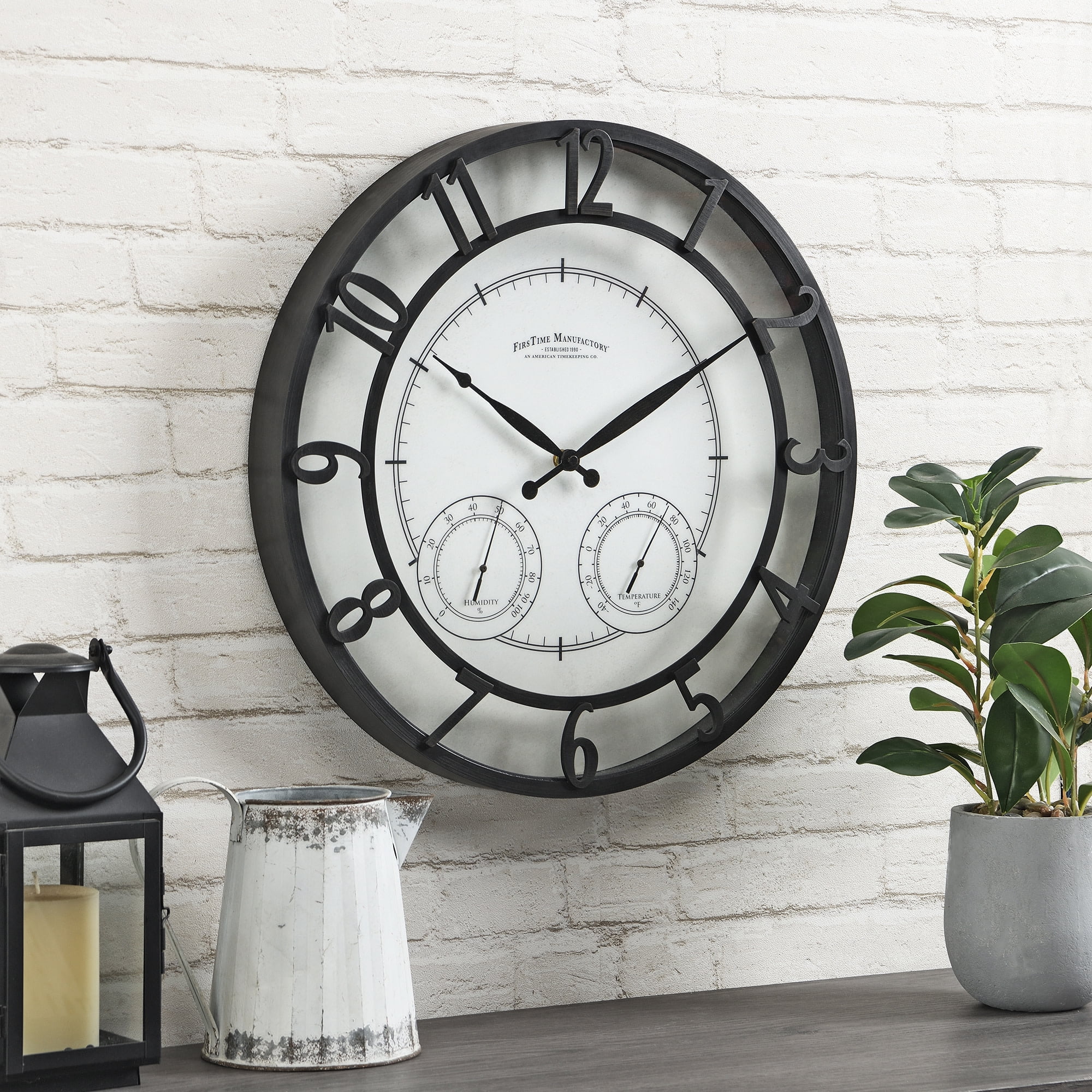 Bronze 18" Traditional Outdoor Wall Clock with Thermometer and Hygrometer