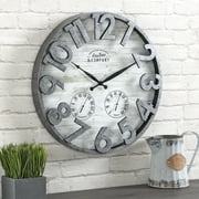 FirsTime & Co. Dark Silver Shiplap Outdoor Wall Clock, Farmhouse, Analog, 18 x 2.5 x 18 in