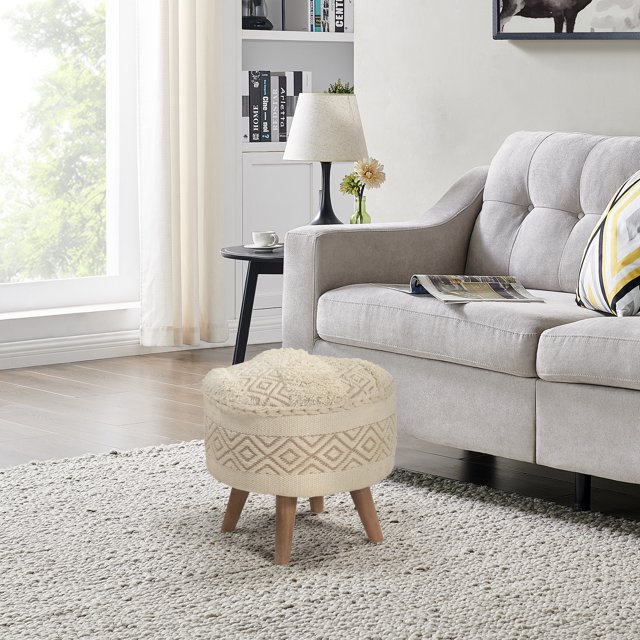 FirsTime & Co. Eva Round Ottoman, Beige