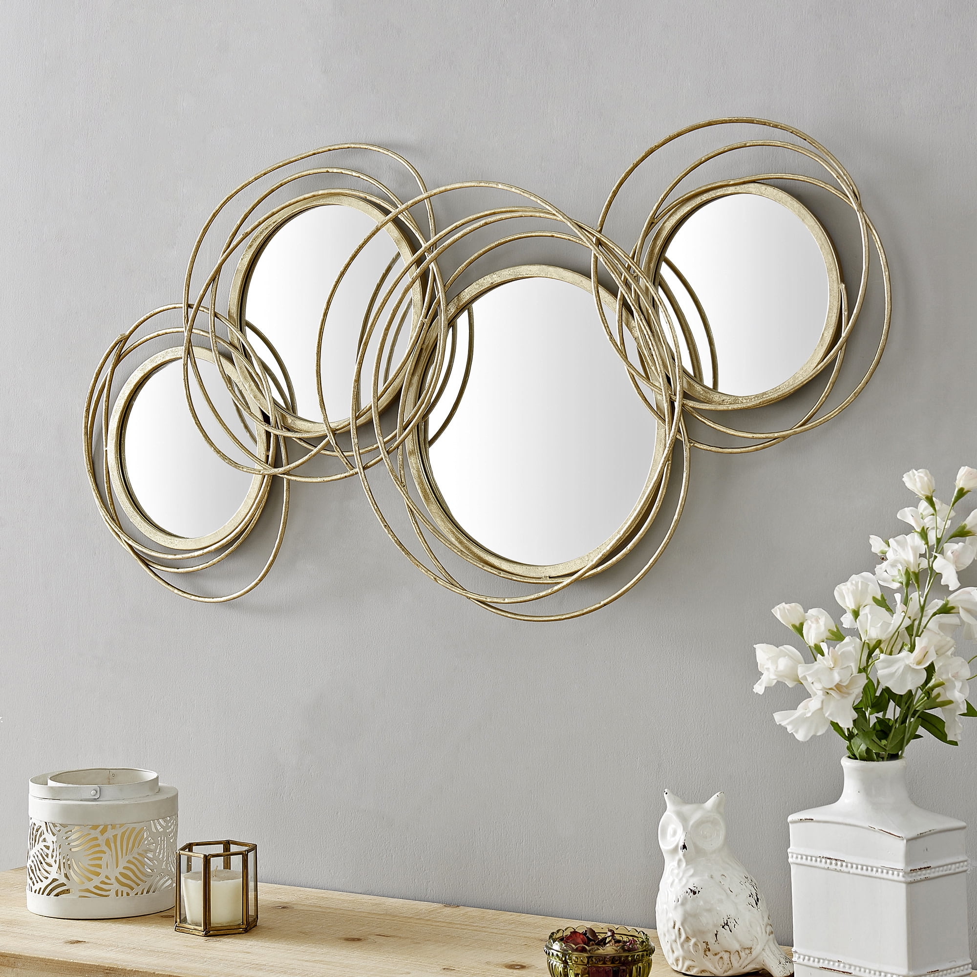 FirsTime  Co. Gold Gabrielle Swirl Mirror, Modern, Round, 41 x 2.75 x 19.5  in
