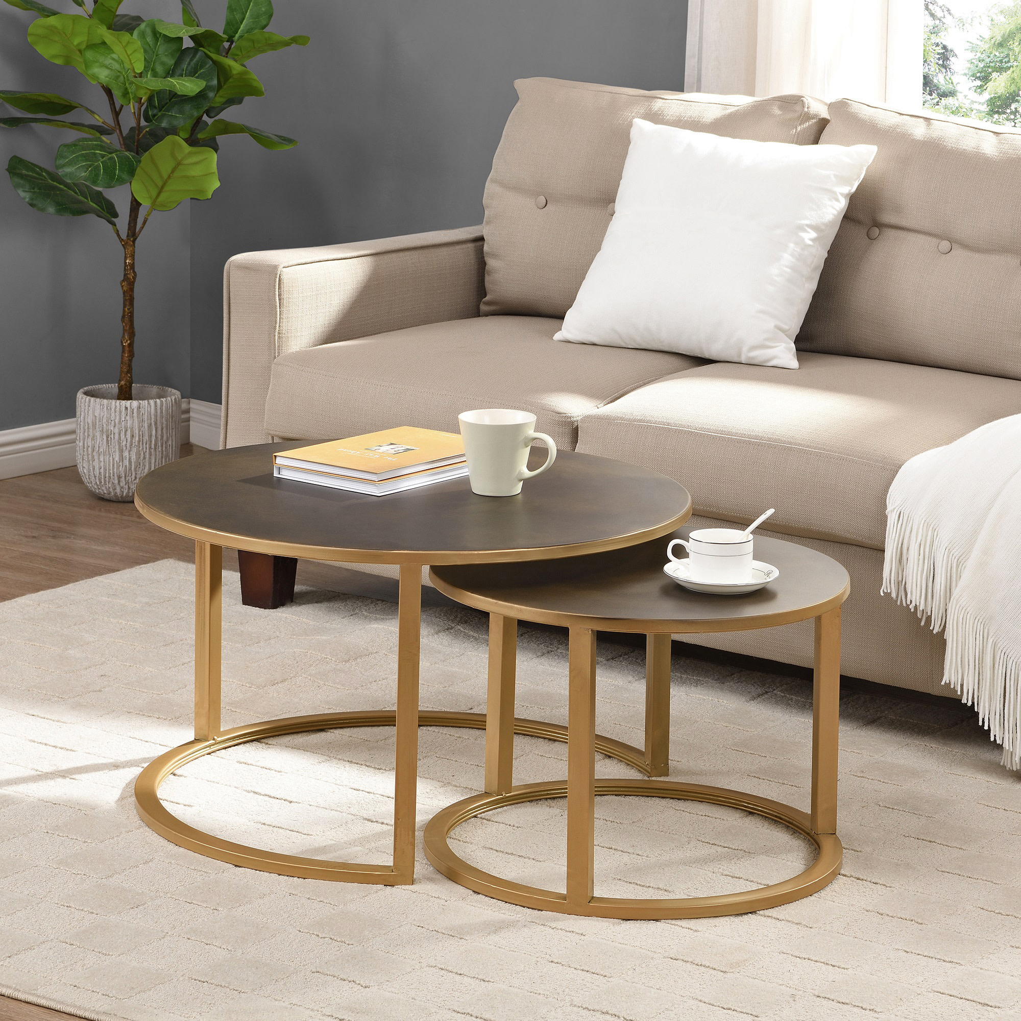 FirsTime & Co. Gold Hayes Nesting Coffee Table 2-Piece Set