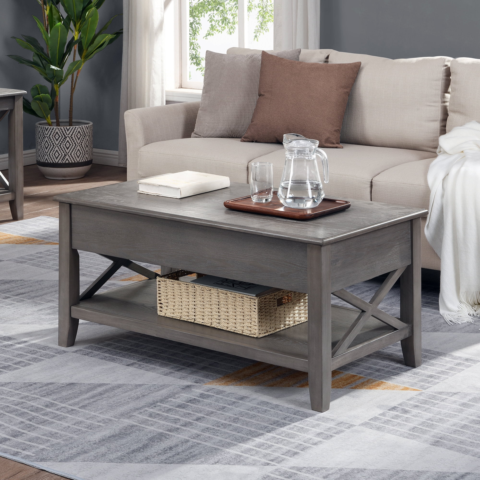 FirsTime & Co. Gray Allendale Lift Top Coffee Table, Farmhouse, Stained ...