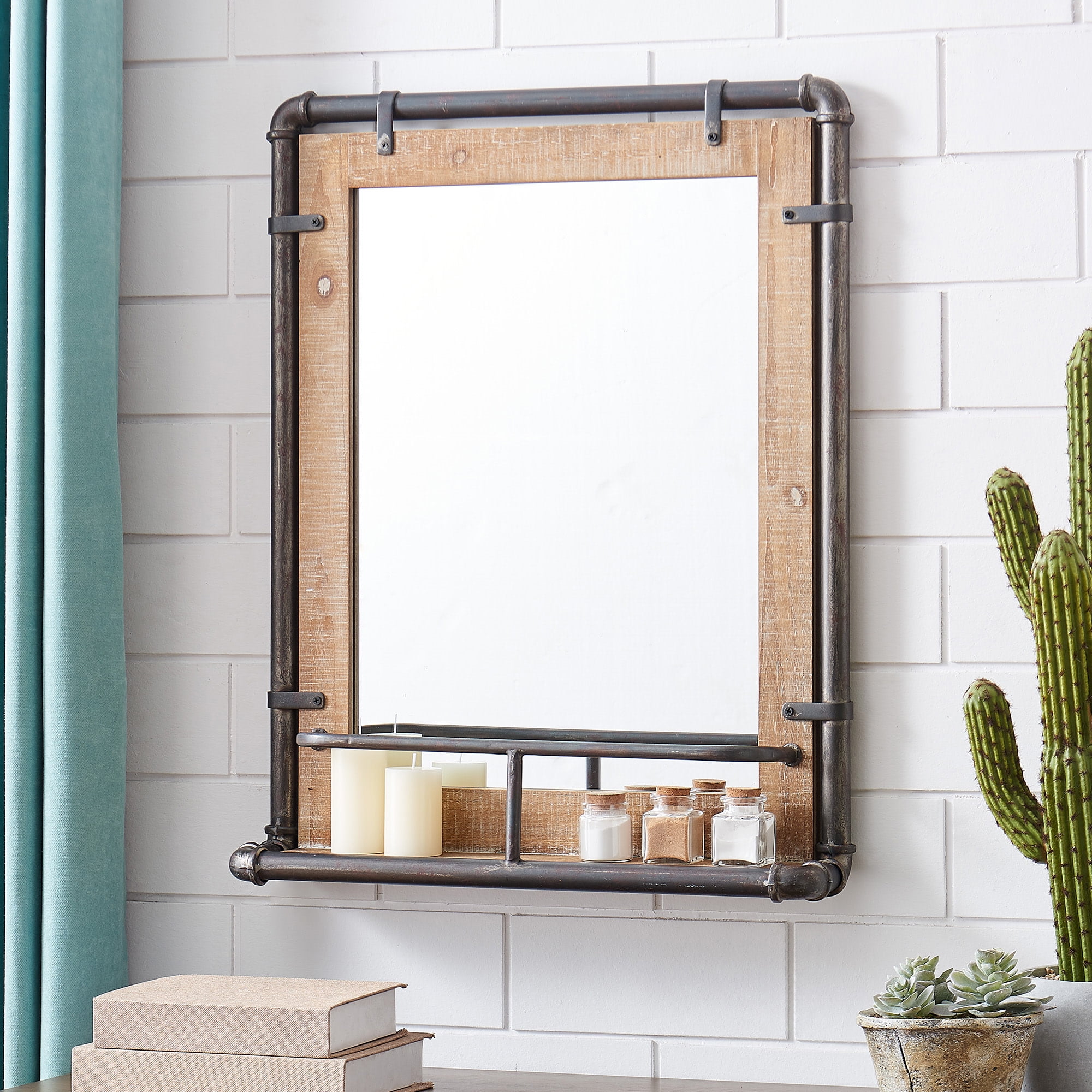 FirsTime & Co.® Ian Industrial Farmhouse Pipe Mirror with Shelf