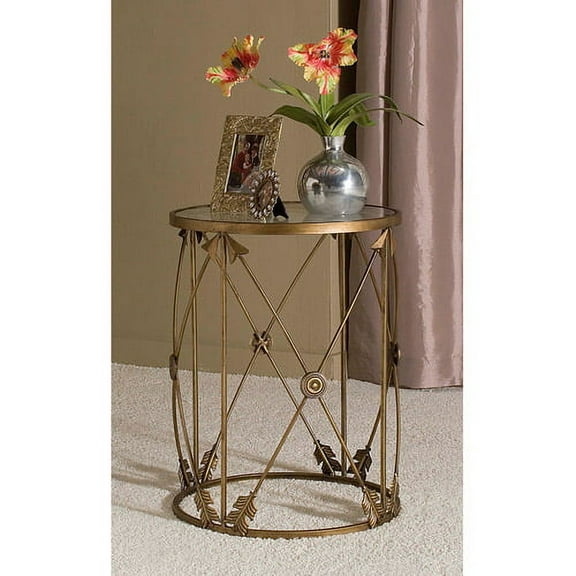 FirsTime & Co. Large Barrel Table with Arrows and Removable Glass Top