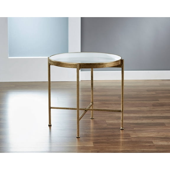 FirsTime & Co.® Large Gild Pop Up Tray Table, 20 x 20 x 20.5, American Crafted, Satin Gold Finish, (BTSKDW-L)