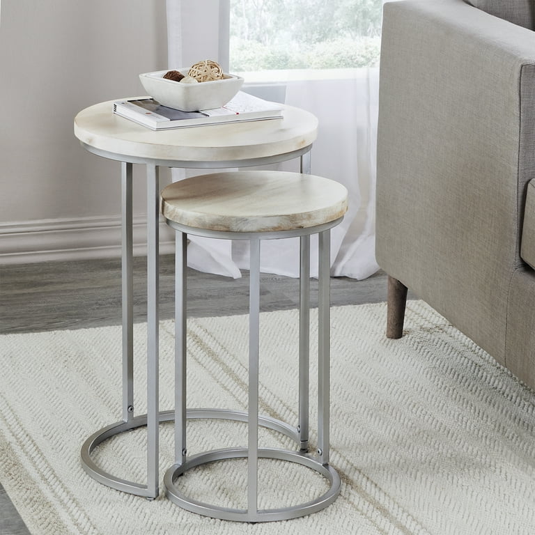 FirsTime & Co. White Miles Shiplap End Table, Farmhouse, Aged, Round, Wood,  16 x 16 x 22 in 