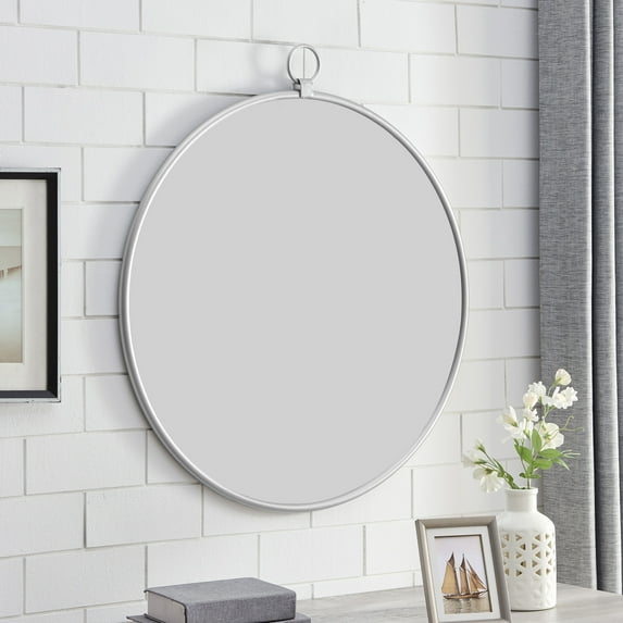 FirsTime & Co. Silver Marshall Wall Mirror, Modern, Round, 32.5 x 1 x 36 in