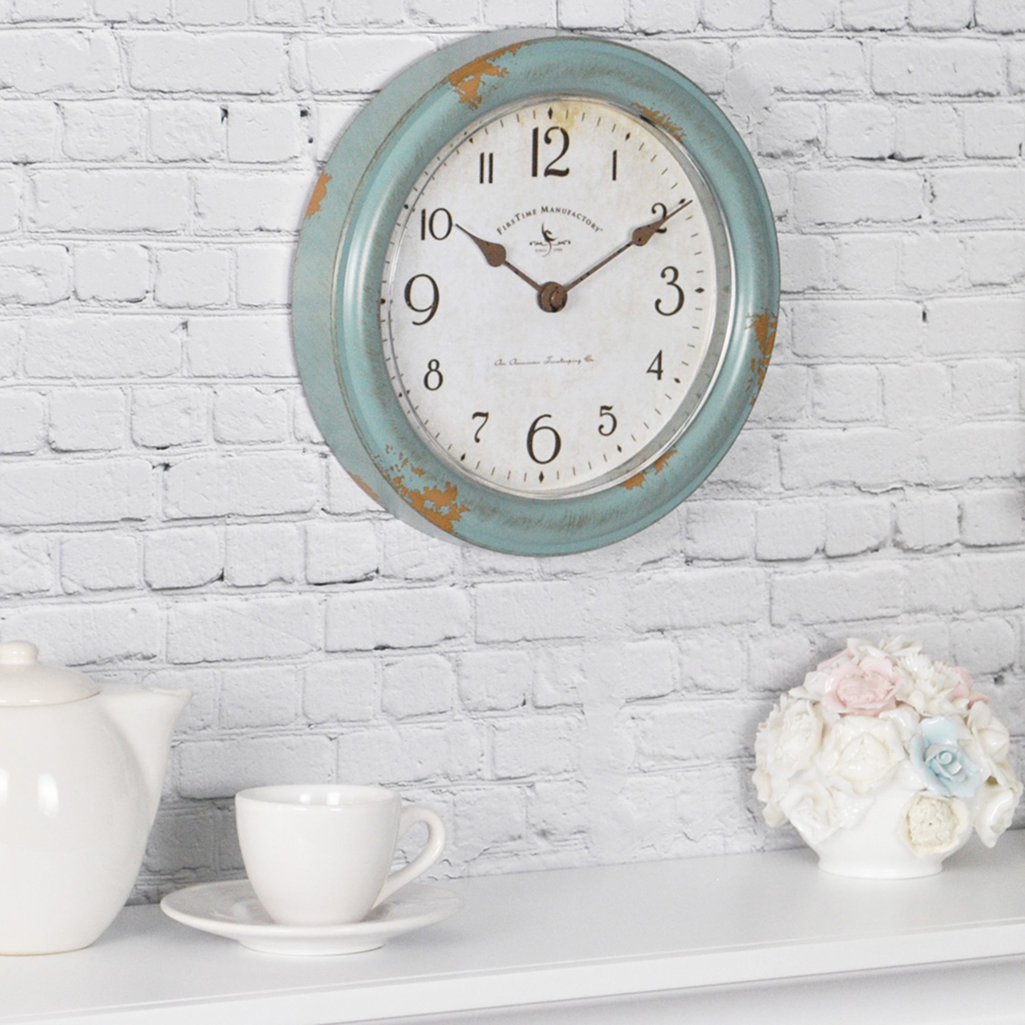 FirsTime & Co.® Teal Patina Farmhouse Wall Clock, Farmhouse, Analog, 8.5 x 2 x 8.5 in - image 1 of 5