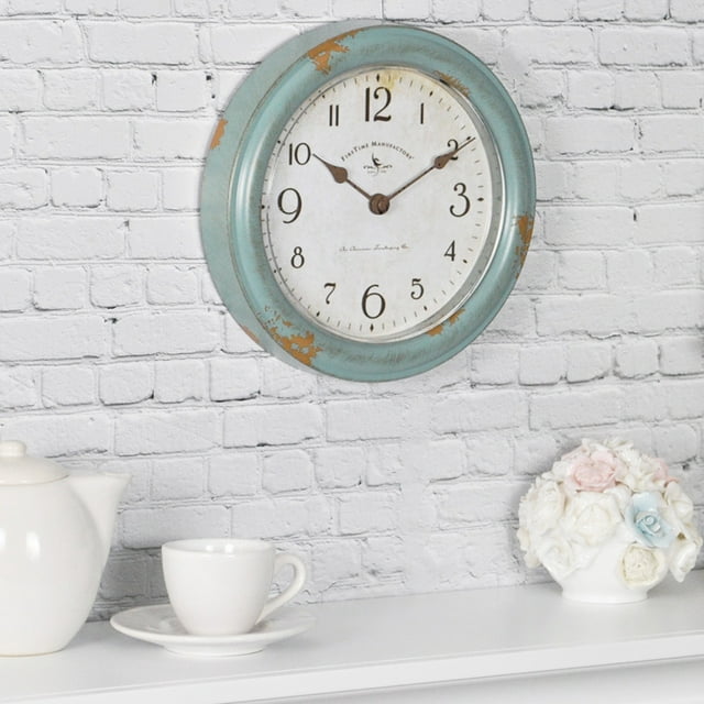 FirsTime & Co.® Teal Patina Farmhouse Wall Clock, Farmhouse, Analog, 8.5 x 2 x 8.5 in