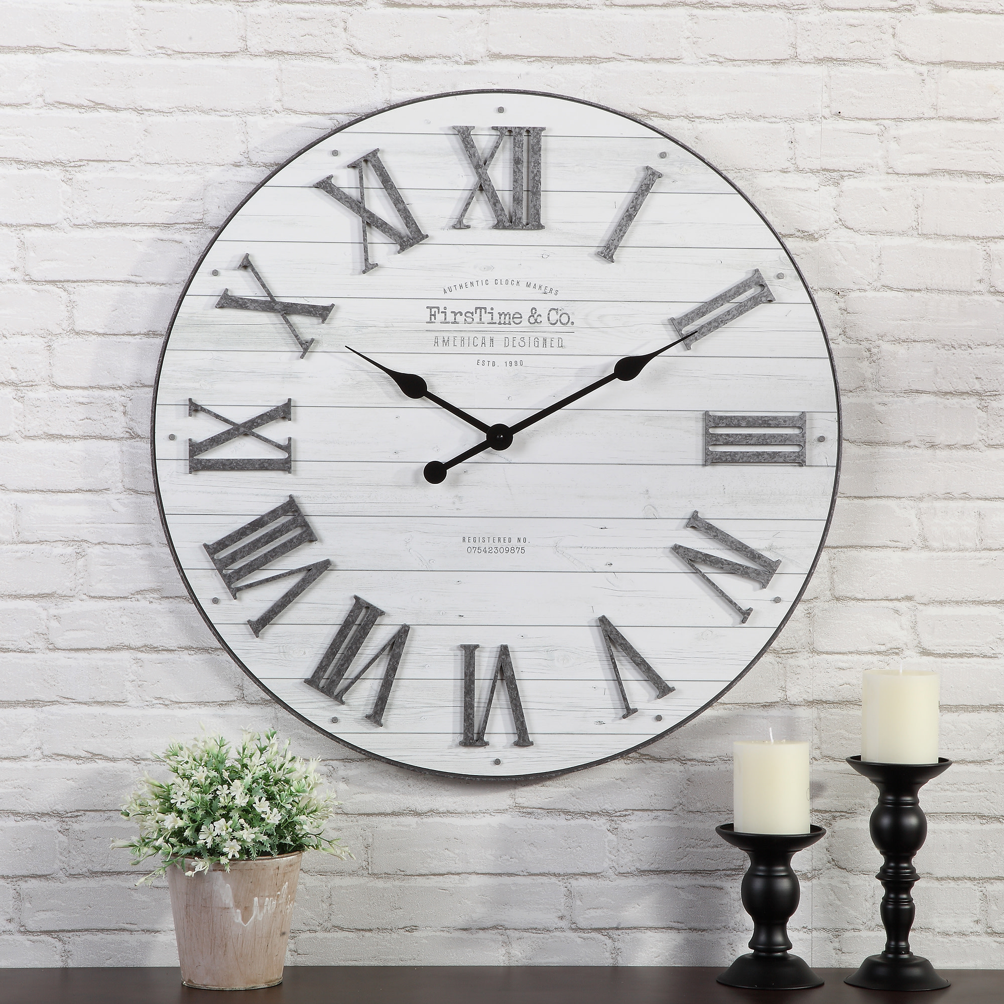 FirsTime & Co. White Emmett Shiplap Wall Clock, Farmhouse, Analog, 27 x 2 x 27 in - image 1 of 7