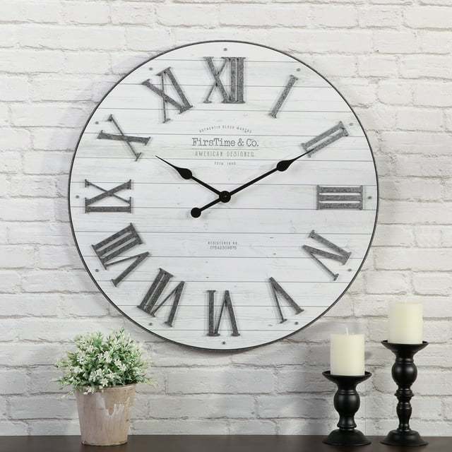 FirsTime & Co. White Emmett Shiplap Wall Clock, Farmhouse, Analog, 27 x 2 x 27 in