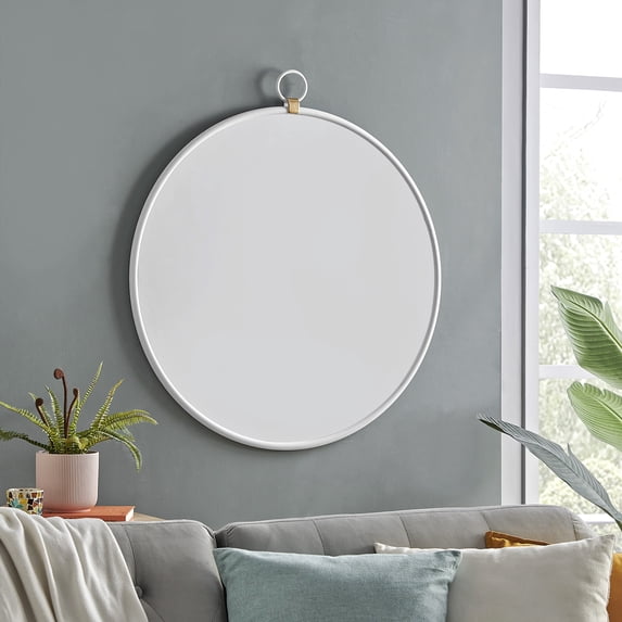 FirsTime & Co. White Marshall Wall Mirror, Modern, Round, 32.5 x 1 x 36 in