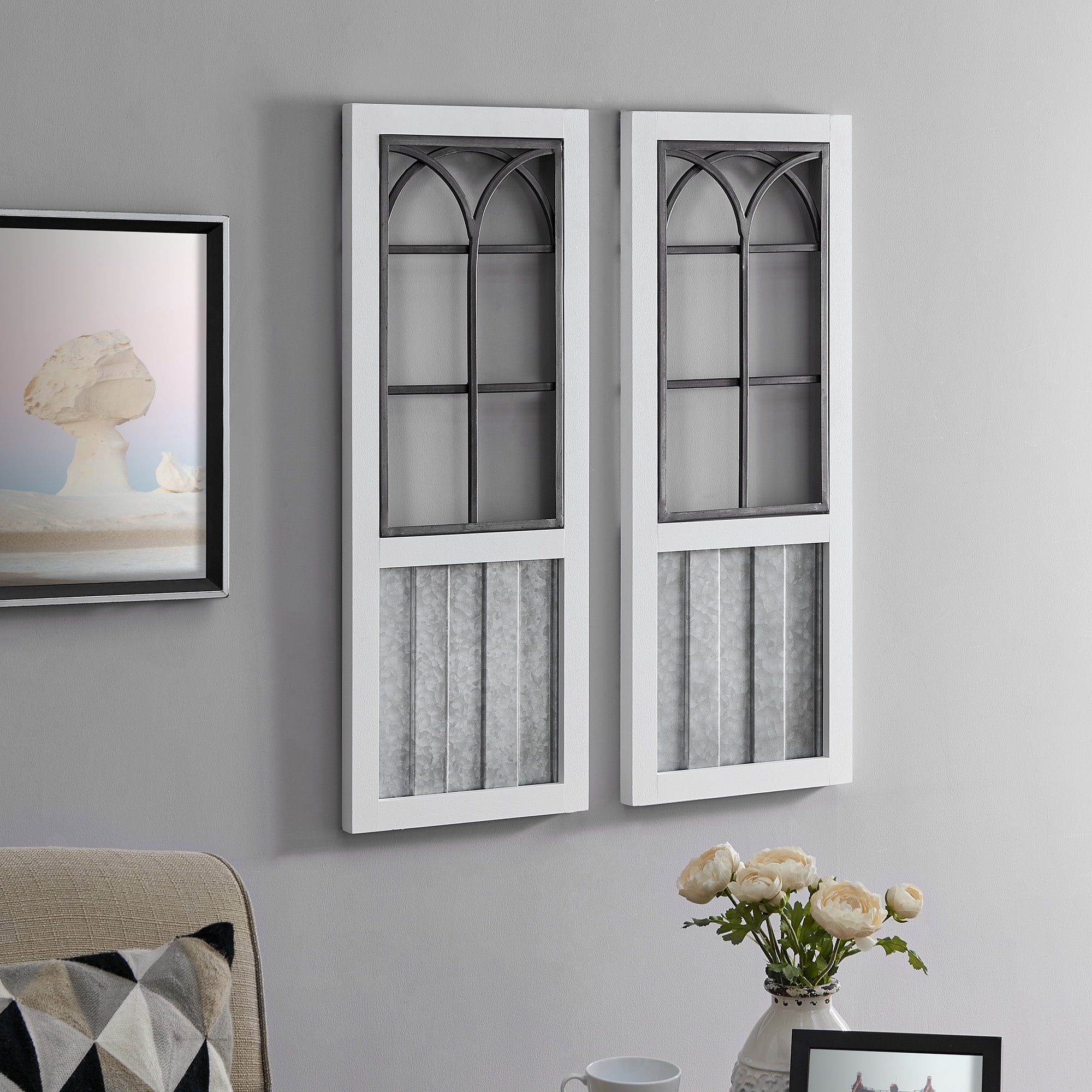FirsTime & Co. White Willow Farms Wall Décor 2-Piece Set, Farmhouse, Framed, 12 x 1 x 31.5 in