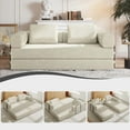 thumbnail image 1 of Firscook 4-in-1 Convertible Corduroy Sleeper Sofa Bed with Cylindrical Pillow, No Assembly, Beige, 1 of 1