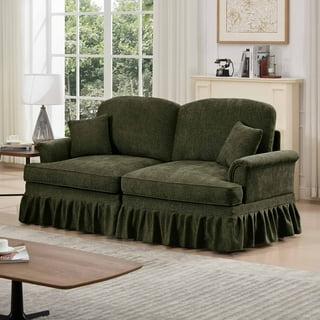 Firscook 76” Chenille Loveseat Sofa, Oversized Couch for Living Room, Green