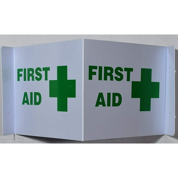 First AID 3D Sign Projection Sign/First AID Sign Hallway Sign (White,Green,Plastic,7x9)-Les Deux cotes line (ref-2201)