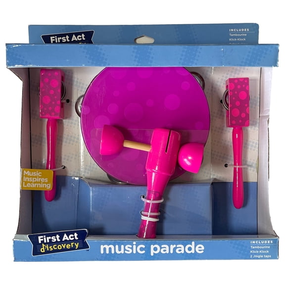 First Act Music Parade 4 piece Musical Instruments Set with Tambourine, Pink