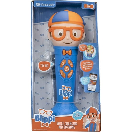 Blippi Voice Changing Microphone, 8.5-Inch - Lights and Sounds - Features Voice Recording and Voice Changer - Sing Along to Built-in Music Clips Phrases - Music Fun - Ages 3+
