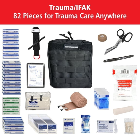 First Aid 82-Piece IFAK Emergency Trauma Kit, MOLLE-Compatible Tactical First Aid Kit with Tourniquet for Car, Home, Camping, and
