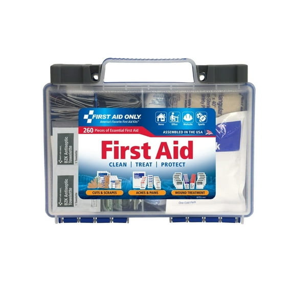 First Aid Only 91248 OSHA-Compliant First Aid Kit, All-Purpose 50-Person Emergency First Aid Kit for Business, Worksite, Home, and Car, 260 Pieces C65