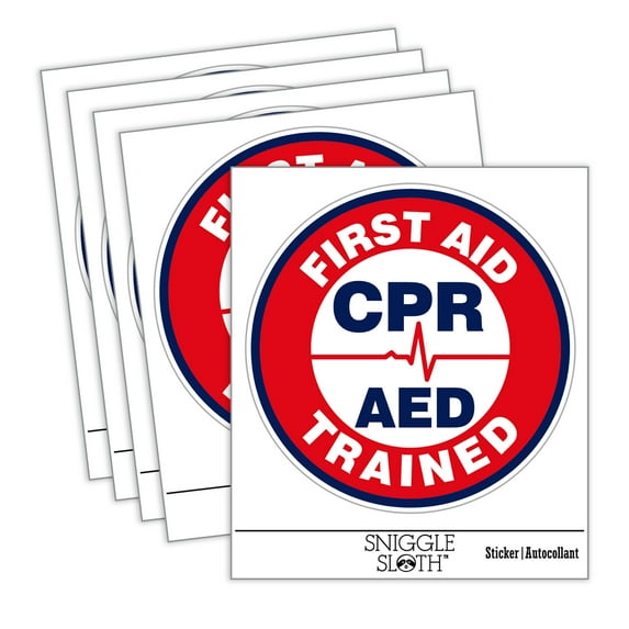 First Aid AED CPR Trained Car Window Bumper Water Bottle Phone Tablet Laptop Waterproof Vinyl Decal Sticker Set 5-Pack - Gloss Finish - 4.0"