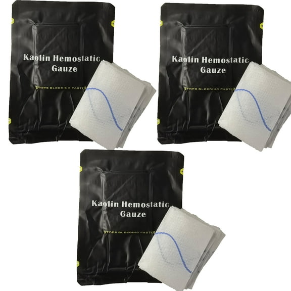 First Aid Advanced Quick Clotting Combat Gauze - Flexible Hemostatic Gauze - to Stop The Bleed kit Faster with Quick Clotting Gauze - Survival Kit Supplies - 3" x 12.5' - Pack of 3