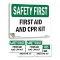 thumbnail image 1 of First Aid And CPR Kit OSHA SAFETY FIRST Vinyl Decal Label 10 Inch x 7 Inch - 5 Pack, 1 of 6