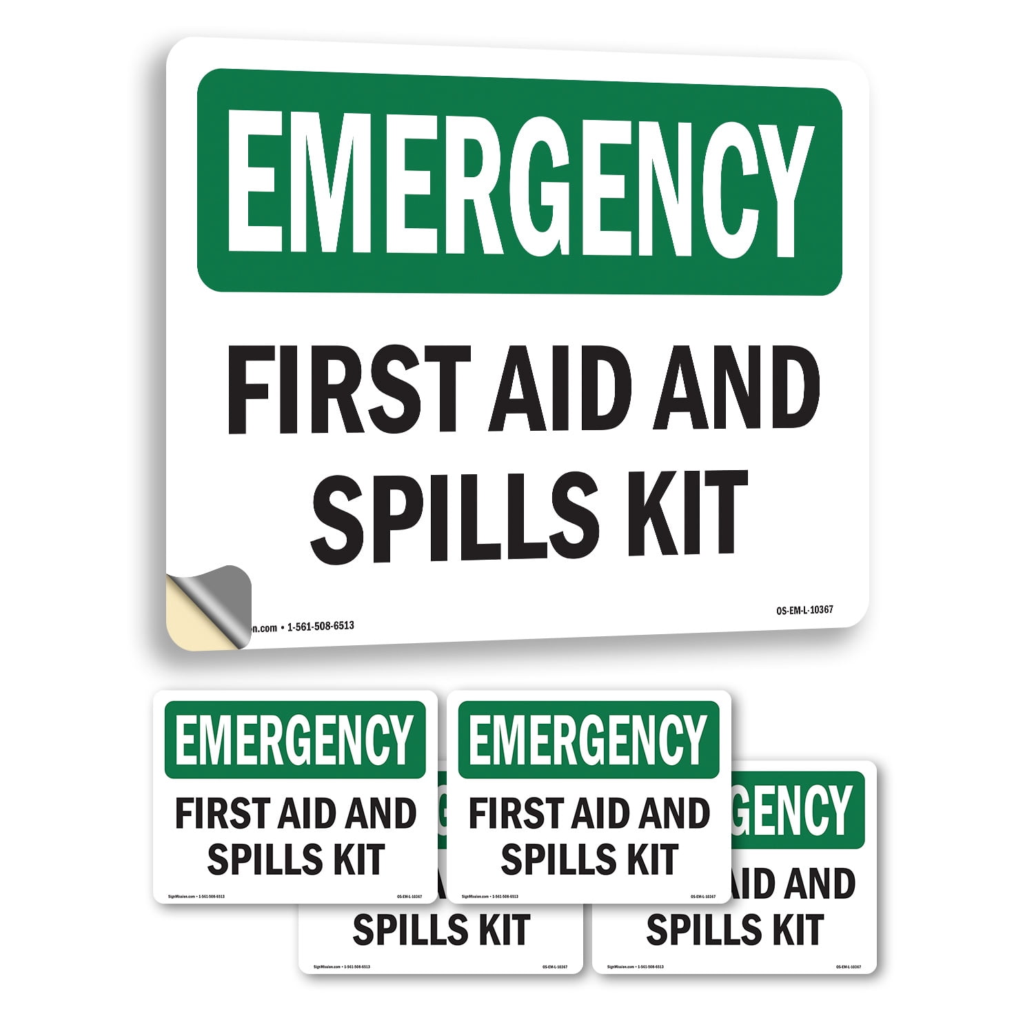 First Aid And Spills Kit OSHA Emergency Vinyl Decal Label 24 Inch x 18 ...