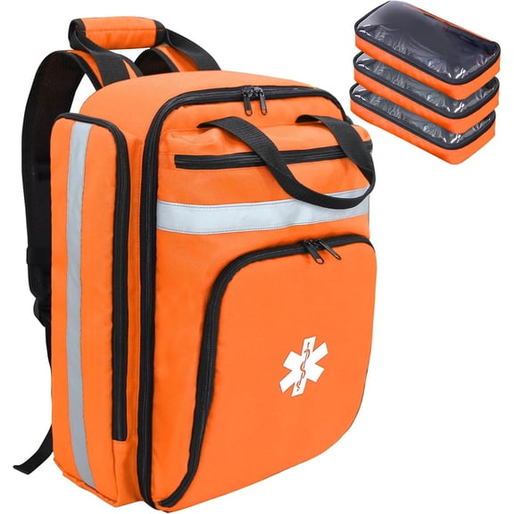 First Aid Bag Empty,EMS,EMT,Emergency Trauma Doctor Bag,First Kit For Car,Home,Hiking,Camping and Travel (Orange)