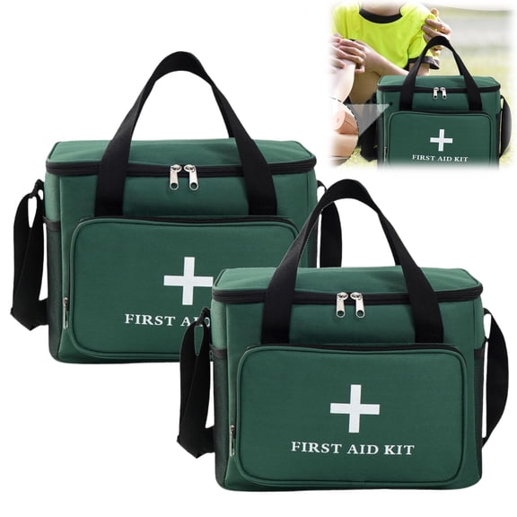 Green First Aid Bag, Empty Medical Bag with Adjustable Shoulder Strap ...