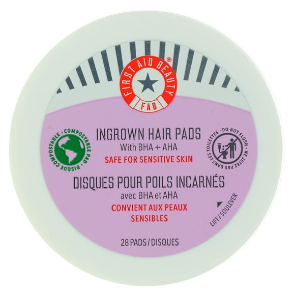 First Aid Beauty Ingrown Hair Relief Exfoliating Pads with BHA & AHA, 28 Count