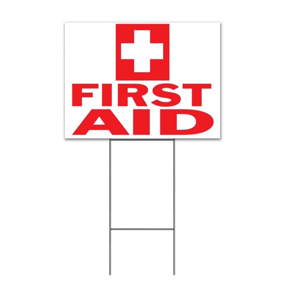 First Aid Cross (18" x 24") Yard Sign, Includes Metal Step Stake