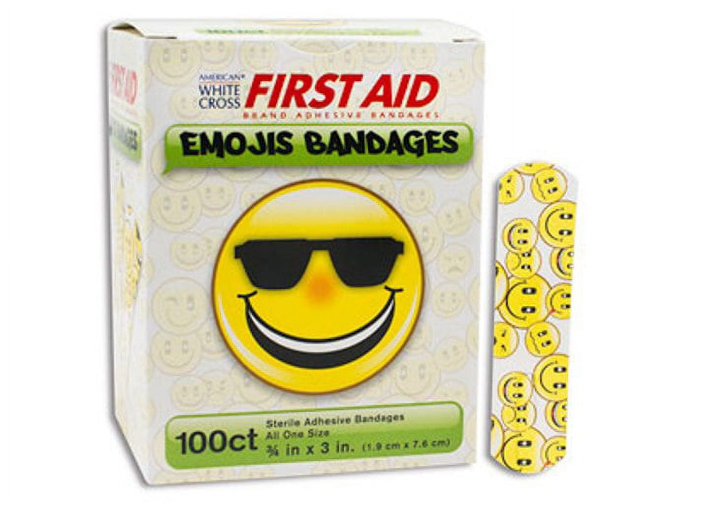 First Aid Emojis Bandages, Sterile 3/4"x3, Box/100