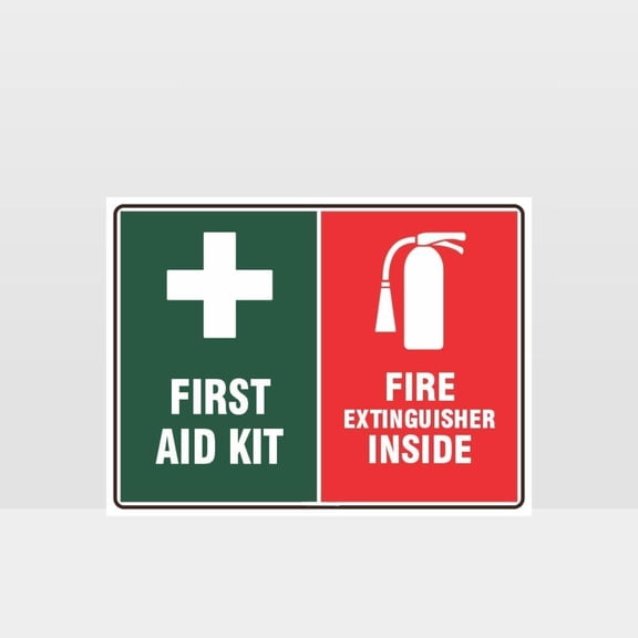 First Aid Fire Extinguisher Sign Fire Signs (A1911) Metal Tin Signs 12 X 8 Inches Safety Caution Sign for Indoor or Outdoor