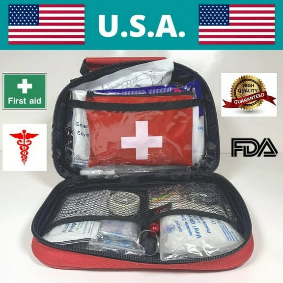 First Aid Kit 150+ Pieces, Home Auto Work Travel Sports