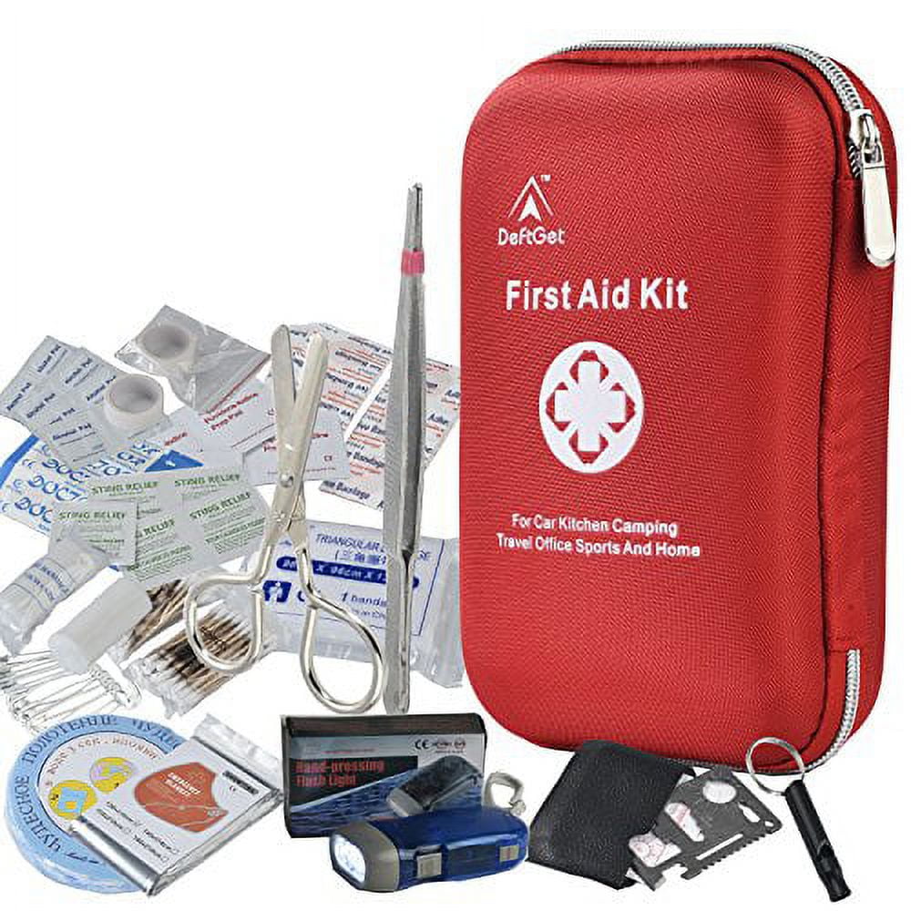 First Aid Kit - 163 Piece Waterproof Portable Essential Injuries & Red
