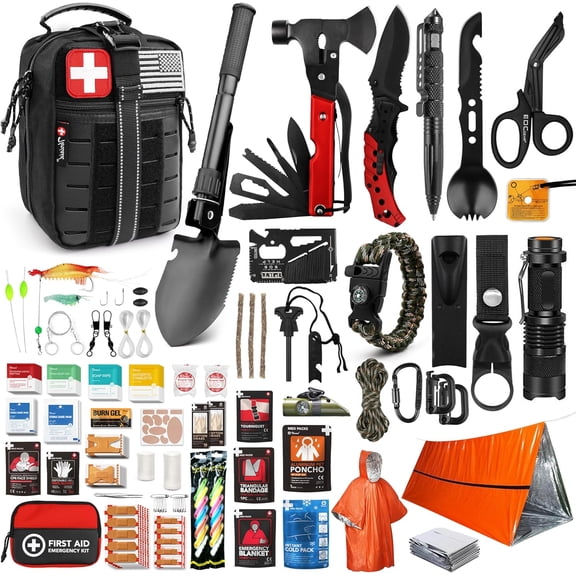First Aid Kit, 190 Pcs Gear and Medical Supplies, Military IFAK EMT Molle Tactical Pouch for Outdoor, Camping, Hiking, Car, Vehicles More