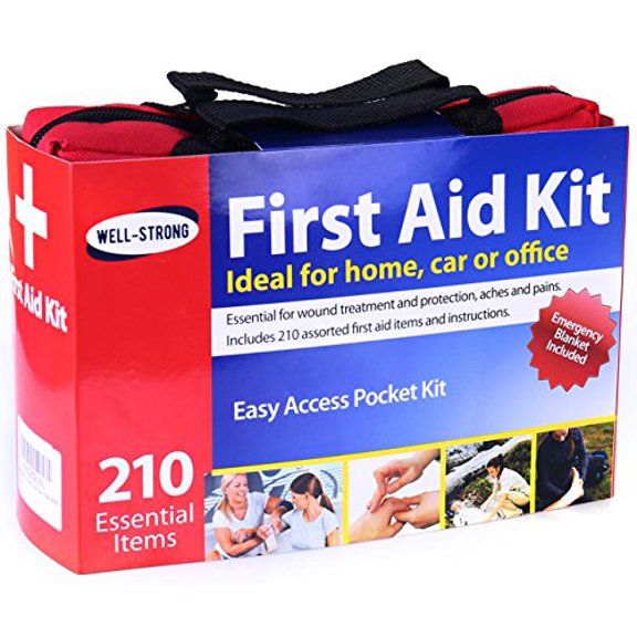 First Aid Kit 210 Pieces with Durable and Compact Canvas Bag for Home, Car, School, Office, Sports, Travel, Survival, Adventure, Marine, Outdoor Hiking and Camping