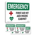 thumbnail image 1 of First Aid Kit AED Inside Cabinet With Symbol OSHA Emergency Aluminum Sign 18 Inch x 12 Inch - 5 Pack, 1 of 8