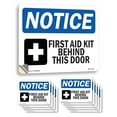 thumbnail image 1 of First Aid Kit Behind This Door With Symbol OSHA Notice Vinyl Decal Label 7 Inch x 5 Inch - 10 Pack, 1 of 6