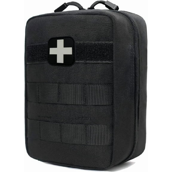 First Aid Kit EMT Medical IFAK Pouch Molle Tactical Med Emergency Trauma Bag for Camping Home Car Hiking Hunting (Black)