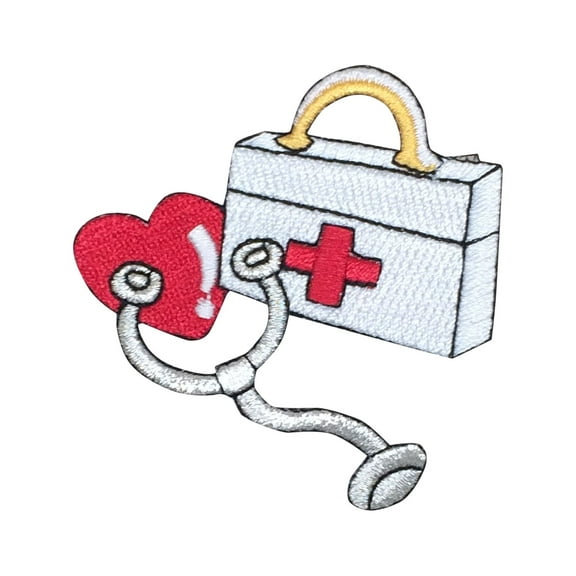 First Aid Kit - Heart Stethoscope - Medical - Doctor/Nurse - Iron On Applique/Embroidered Patch