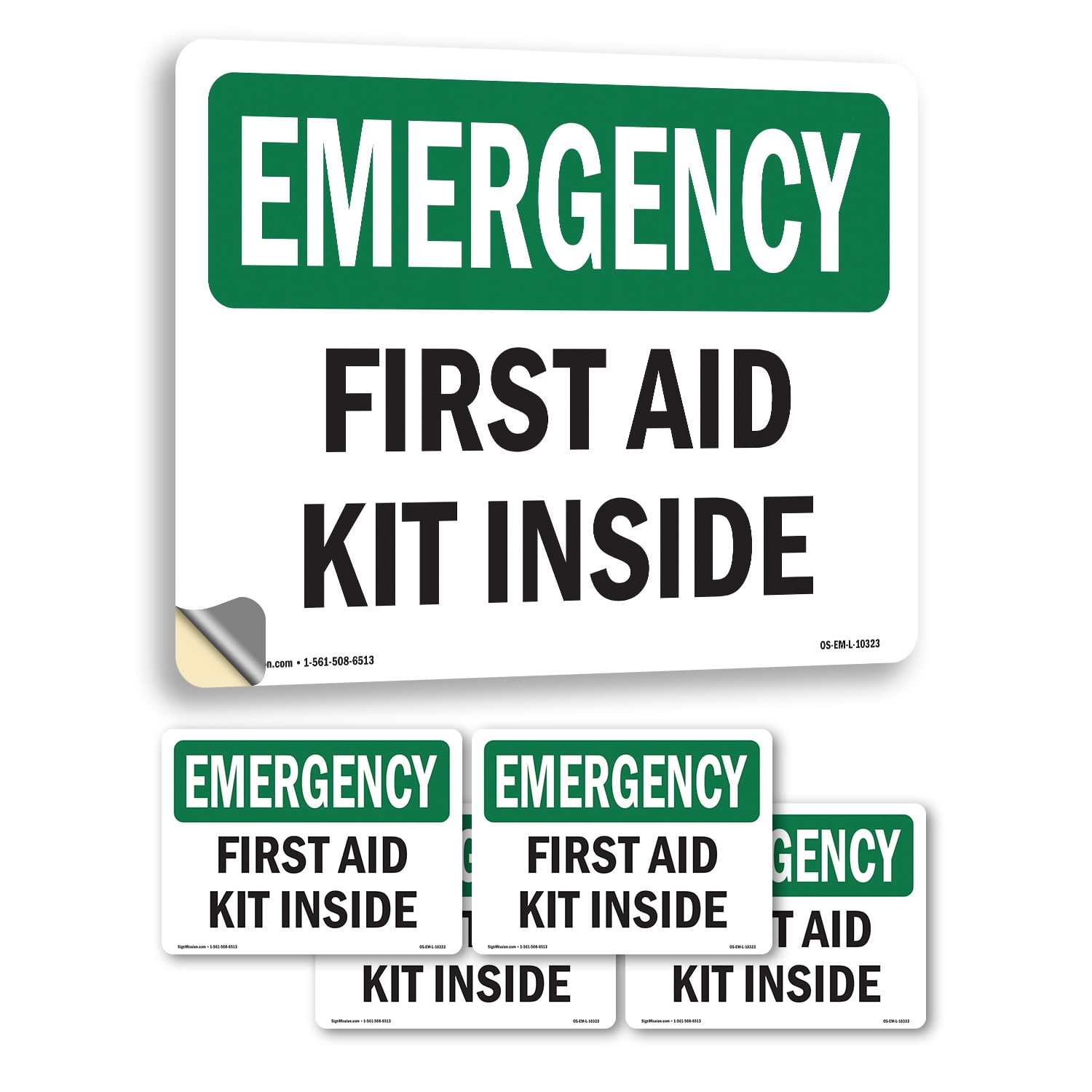 First Aid Kit Inside OSHA Emergency Vinyl Decal Label 18 Inch x 12 Inch ...