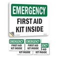 thumbnail image 1 of First Aid Kit Inside OSHA Emergency Vinyl Decal Label 7 Inch x 5 Inch - 5 Pack, 1 of 6